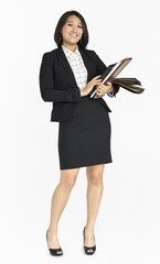 Young Asian Business Woman Holding Documents