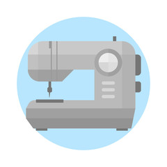 Sewing machine old vintage equipment design tool and thread craft needle fashion stitch manufacture clothes handmade industrial vector illustration.