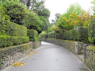 Ancient roads around historical preserved Samurai homes in Kagoshima, Japan