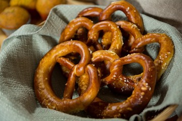 Close-up of Pretzel in basket
