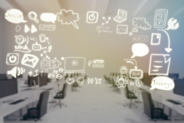 Composite image of composite image of various media icons 3d