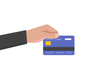 Businessman hand holds credit card vector illustration