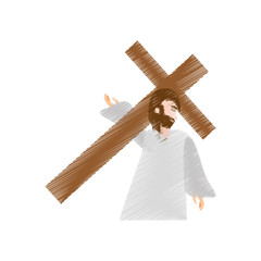 drawing jesus christ falls first time vector illustration eps 10