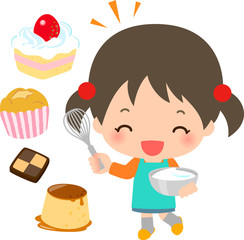 お菓子を作る笑顔の女の子