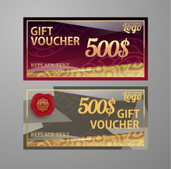 Voucher template with premium vintage pattern. vector