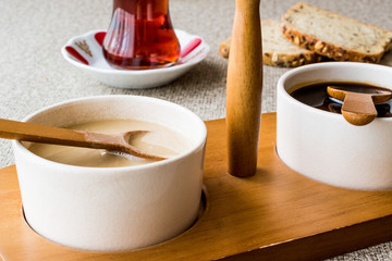 Turkish Tahin Pekmez / Tahini and Molasses with tea