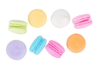 sweet colorful cake macaron or macaroon isolated on white background