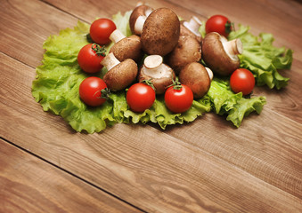 Vegetables on a wooden background 