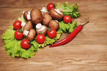Vegetables on a wooden background