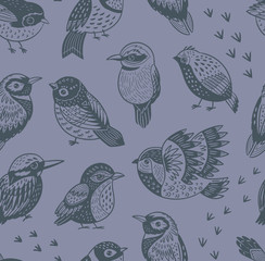 Hand drawn tropical birds pattern