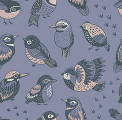 Hand drawn tropical birds pattern