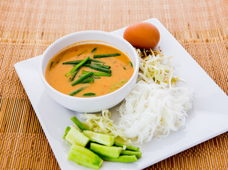 vermicelli solution or kanom jean , Thai food