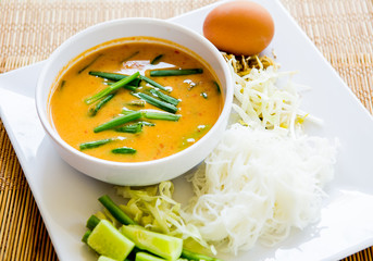 vermicelli solution or kanom jean , Thai food