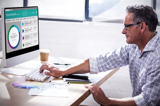Composite image of graphic image of bank account web site - Powered by Adobe