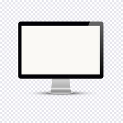 Blank computer display isolated on transparent background