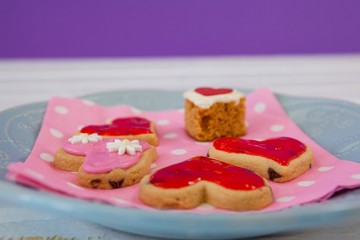 Heart shape gingerbread cookies on plate
