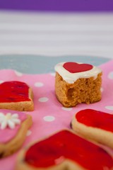 Heart shape gingerbread cookies on plate