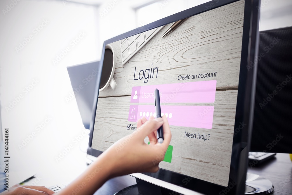 Poster composite image of close-up of login page