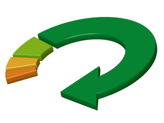 矢印　回転　立体