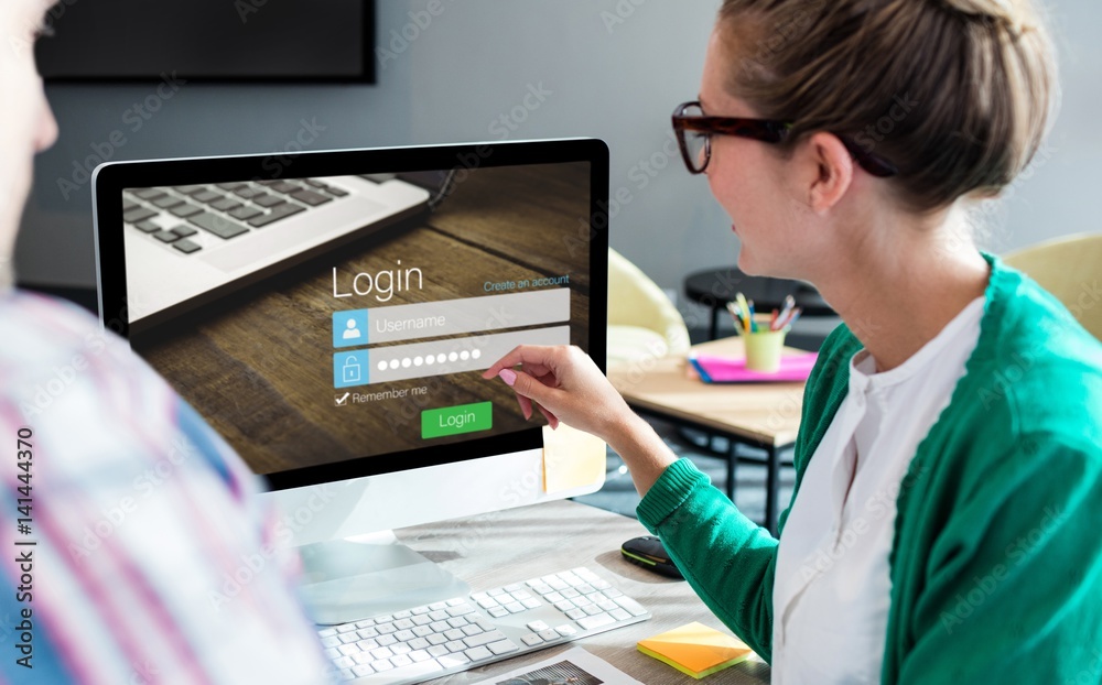 Canvas Prints composite image of close-up of login page