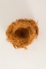 Empty nest against white background