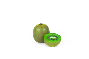 Fresh kiwi fruit sliced segments isolated on white background with clipping path.