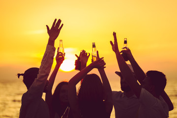 Friends Beach Party Drinks Toast Celebration Concept
