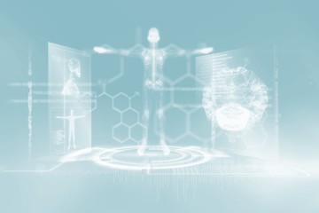 Medical interface in blue and black 3d