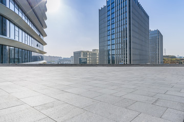 Fototapeta premium Empty floor with modern business office building