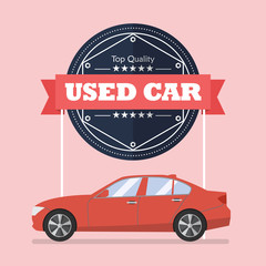 Used car with banner