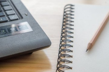 Calculator, notebook and pencil for calculate