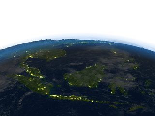 Indonesia at night on planet Earth