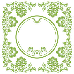 Greenery ecology russian floral frame background, vector illustration. Spring style
