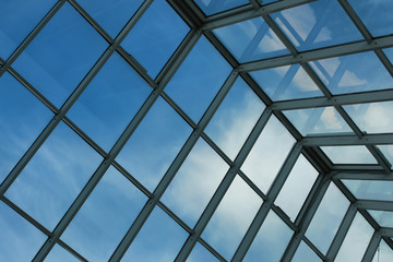 glass roof in building