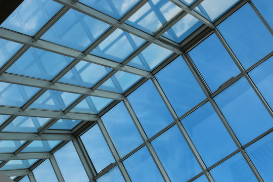 glass roof in building