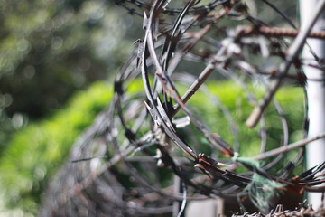 wire barbed fence hard steel iron metal for security in prison or barrier security around building
