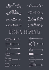 Set of hand drawn design elements.