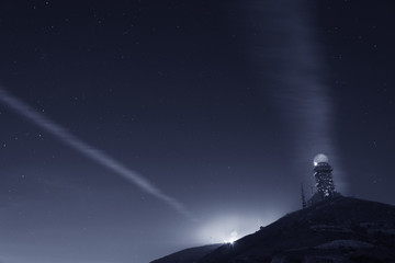 Radar tower on hilltop in Hong Kong
