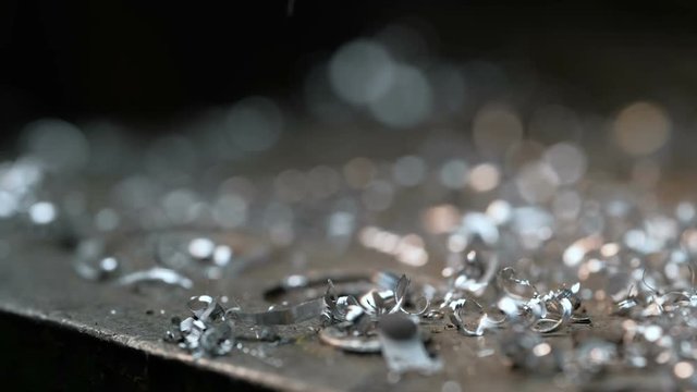 Twisted spiral steel shavings. Closeup