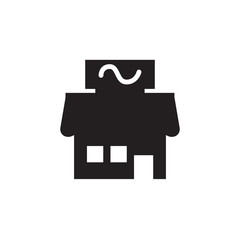 Vector icon or illustration showing store building in one color