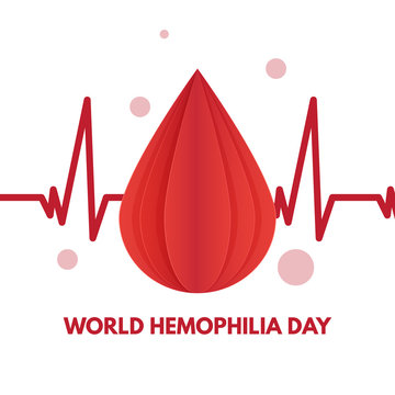 World Hemophilia Day. Cardiogram and blood drops