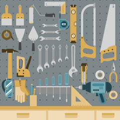 Tools on peg board