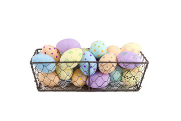 Hand-Painted Easter Eggs in Chicken Wire Tray Cut Out