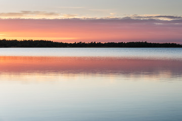 Fototapeta na wymiar Swedish summer night in archipelago