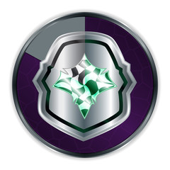 Shield in Progress Frame Cartoon Medieval Weapon. Vector Illustration Can be used for RPG, Web, Mobile App, Infographics. Game asset.