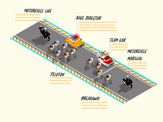info graphic isometric design of cycling race on the road - obrazy, fototapety, plakaty