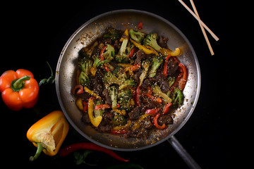  Asian food on a black background