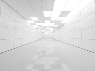 Simple empty room interior with lamps. 3D rendering