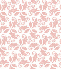 Fototapeta na wymiar Floral vector pink ornament. Seamless abstract classic background with flowers. Pattern with repeating elements