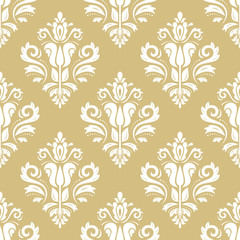 Classic seamless vector golden and white pattern. Traditional orient ornament. Classic vintage background